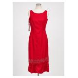 Emma Domb Red Beaded Sleeveless Dress Size 5