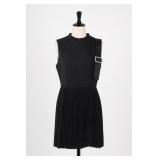Sandro Black Pleated Dress With Buckle, Size 9