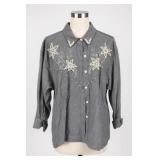 Jane Ashley Beaded Embellished Shirt, Size M