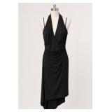 David Meister Black Ruched Draped Dress
