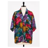 Pierre Cardin 100% Polyester Floral Shirt Size L