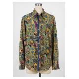 Cremieux Premium Denim Cotton Paisley Shirt Size L
