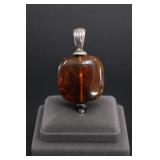 Shube Sterling Silver Amber Pendant
