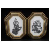 Pair of Framed Thai Temple Rubbings