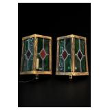 Flying Anvil Ind. Stained Glass Light Pair