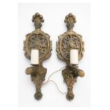 Pair Art Deco Figural Two-Light Wall Sconces