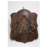 English Carved Wood Royal Coat of Arms Plaque