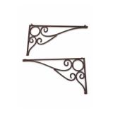 Pair Of Wrought Iron Scroll Corner Brackets