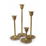 Set Of 5 Vintage Brass Graduated Candlesticks