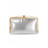 Vintage Metallic Silver Frame Clutch Purse