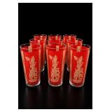 Culver Red Gold Thai Goddess Highball Set