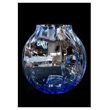 Blue-Base Glass Bulbous Vase
