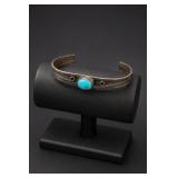 Native American Sterling Silver Turquoise Cuff