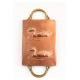 Copper Duck Motif Serving Tray With Brass Handles