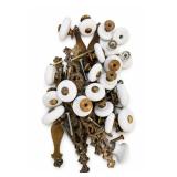 Vintage Porcelain & Brass Cabinet Hardware Lot
