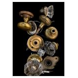 Vintage Glass & Brass Door Knob Hardware Lot