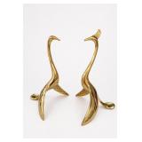 Pair of Brass Swan Sculptures