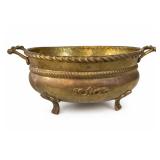 Hammered Brass Footed Planter Bowl With Handles