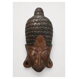 Hand-Carved Wooden Buddha Face Mask