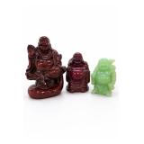Three Laughing Buddha Resin Figurines
