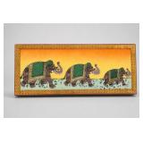 Wooden Elephant Scene Hinged Box