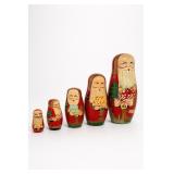 5-Piece Wooden Santa Nesting Doll Set