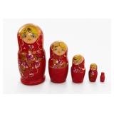 Hand-Painted Russian Matryoshka 5-Piece Doll Set