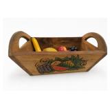 Hand-Carved Wood Fruit Basket With Handles