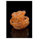 Orange Blown Glass Twisted Knot Sculpture