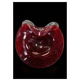 Murano Glass Red Bullicante Bowl