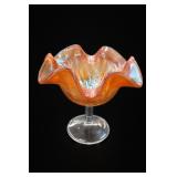 Fenton Holly Marigold Carnival Glass Compote