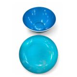 Emalox Norway Blue Enamel Bowls With Reed & Barton