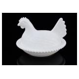 Indiana Glass Milk Glass Hen On Nest Covered Dish