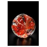 Vintage Orange & Red Art Glass Paperweight