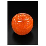 Orange Controlled Bubble Glass Apple Paperweight