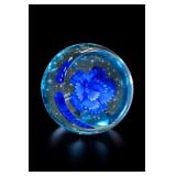 Blue Flower Art Glass Paperweight