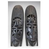 Carved Wooden African Mask Set Of Three