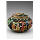 Chinese Cloisonné Rooster Lidded Jar