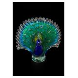 Murano Style Art Glass Peacock Figurine