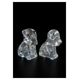 Federal Glass Clear Mopey Dog Figurines Pair