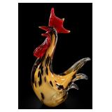 Murano Style Hand Blown Amber Glass Rooster