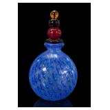 Blue Hand-Blown Glass Perfume Bottle With Stopper