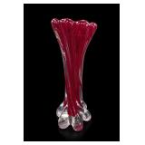 Vintage Murano Red Elephant Foot Bud Vase