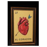 El Corazon Loteria #27 Framed Print