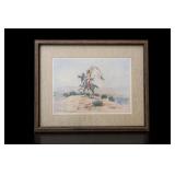 Charles Marion Russell Indian Signaling Framed Art