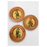 3 Germany Wooden Wall Plates, Child Scenes