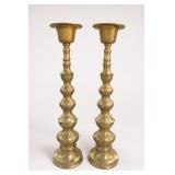 Pair of Large Japan-Marked Brass Candlesticks