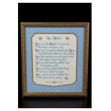 Our Mother Framed Cross Stitch Poem