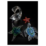 Art Glass Animal Figurine Set, 4 Pieces