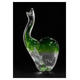 Crystal Clear Green Glass Swan Figurine
